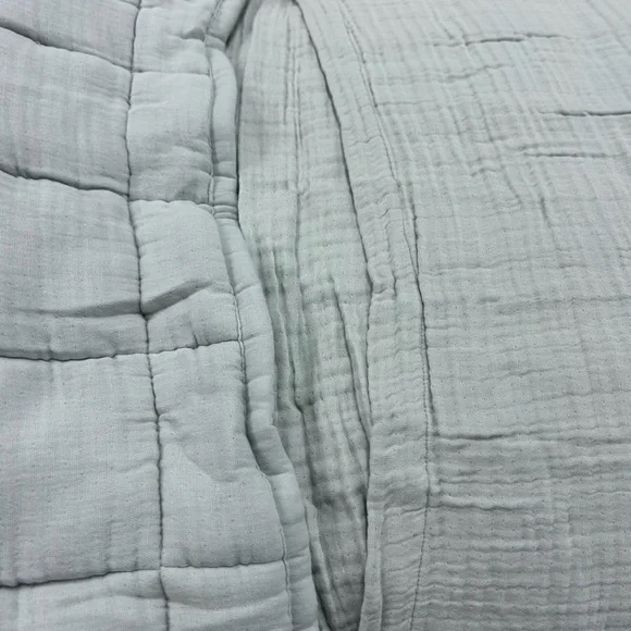 NWT QUINCE Organic Airy Gauze Box Quilt Set King/Cal King Mist 6592 - Picture 13 of 14